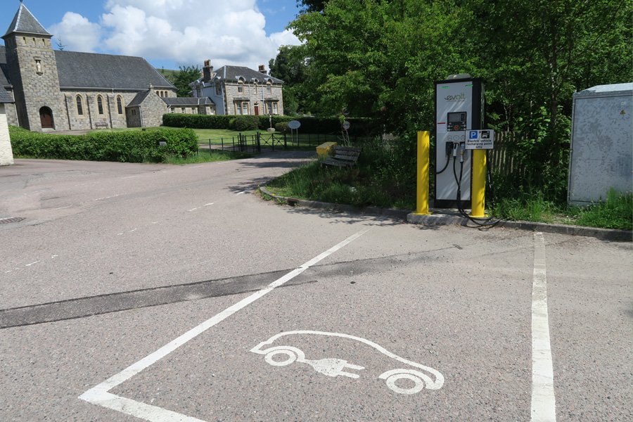 EVOLT Rapid Charger in The Community Hall car park in Roy Bridge