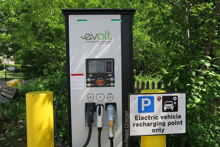 EVOLT Rapid Charger in The Community Hall car park in Roy Bridge