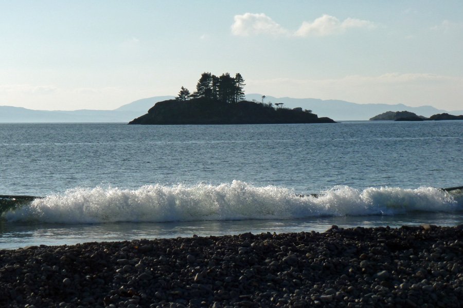 A view of Eilean nan Cabar from Borrodale Beach