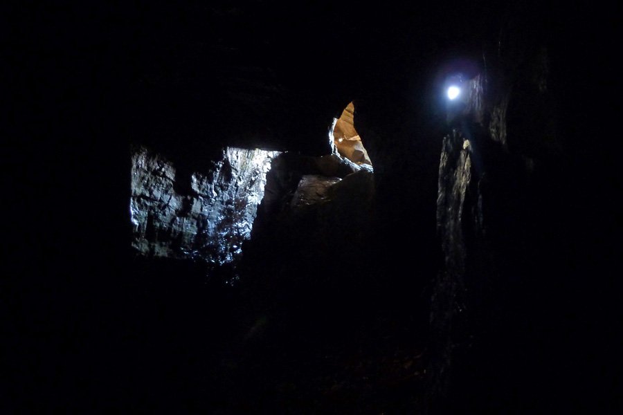 Prince Charlie's cave in the dark 