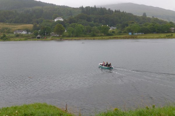 Returning to the mainland after a tour of Castle Stalker