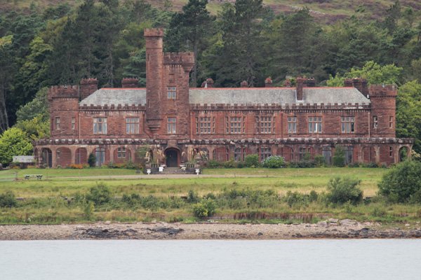 Kinloch Castle seen from the approaching ferry