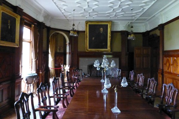 Dining room with portrait of John Bullough and son
