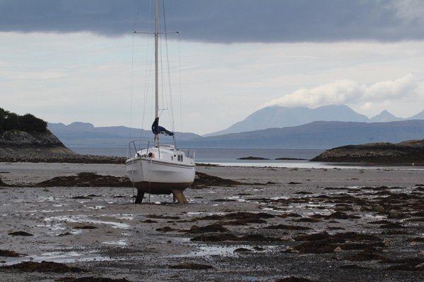 Boat on beach at Samalaman