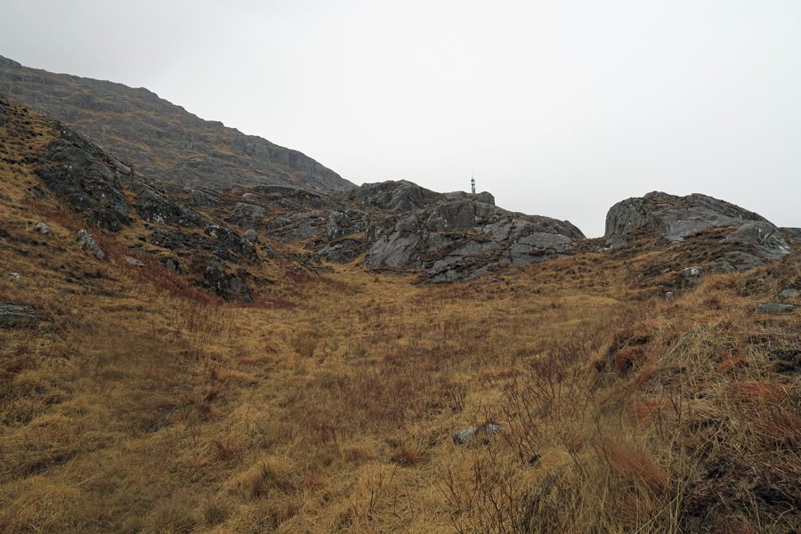 The Muidhe - walk up the hillside in the general direction of the mast 