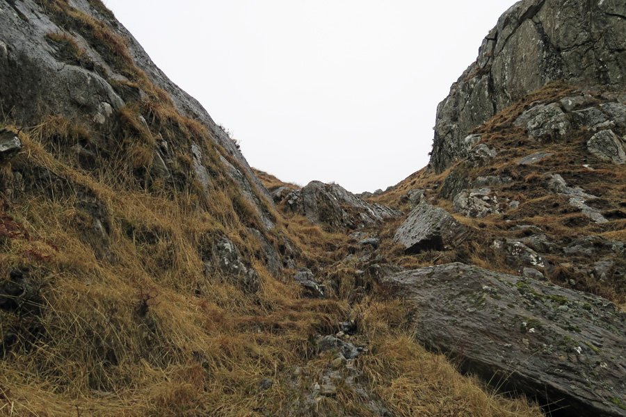 The Muidhe - the path up the hill goes through a narrow gully
