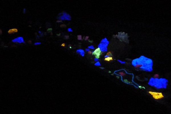 Gemstones under ultraviolet light