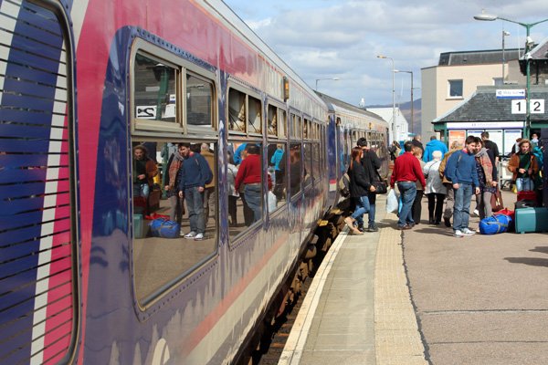 This railway line starts at Mallaig. Kippers, fish 'n' chips and the ferry to Skye...