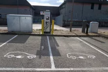 Electric Vehicle Rapid Charger in An Aird Car Park, Fort William