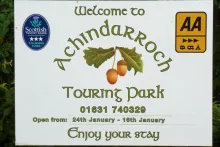 The sign for Achindarroch Touring Park