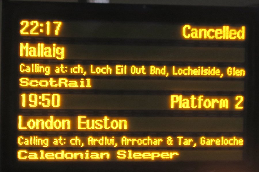 The Caledonian Sleeper - departing Fort William on a Friday evening
