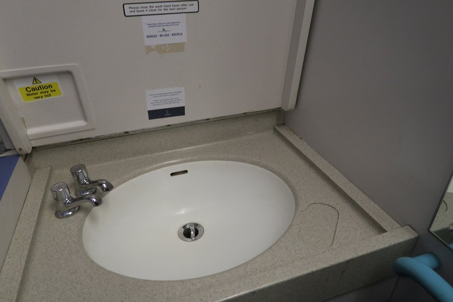 The Caledonian Sleeper - wash basin in the sleeping berth