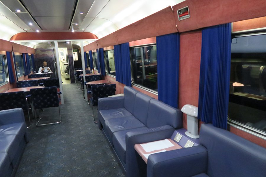 The Caledonian Sleeper - the lounge car for evening meals from Euston