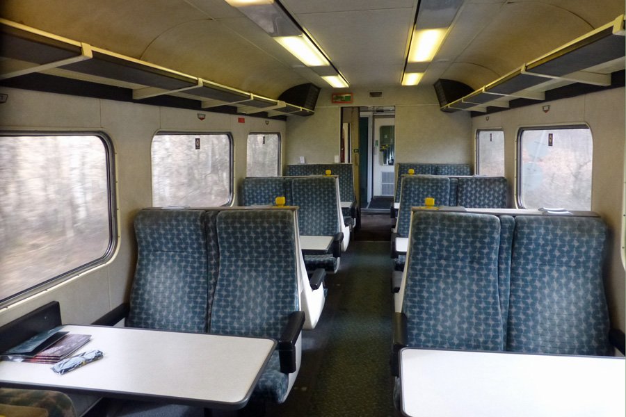 The Caledonian Sleeper - the breakfast dining car arriving at Fort William
