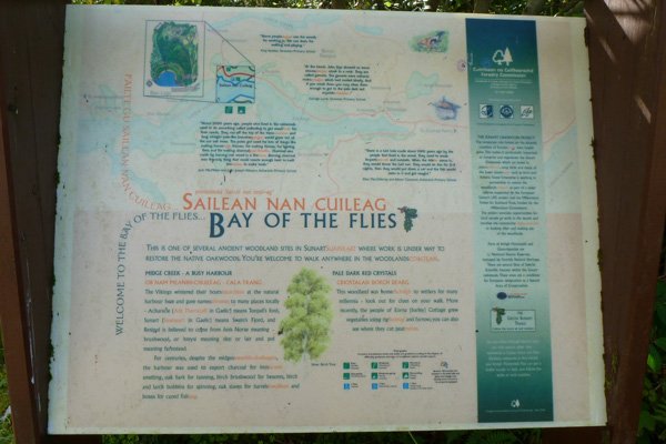 The interpretation board at The Bay of Flies
