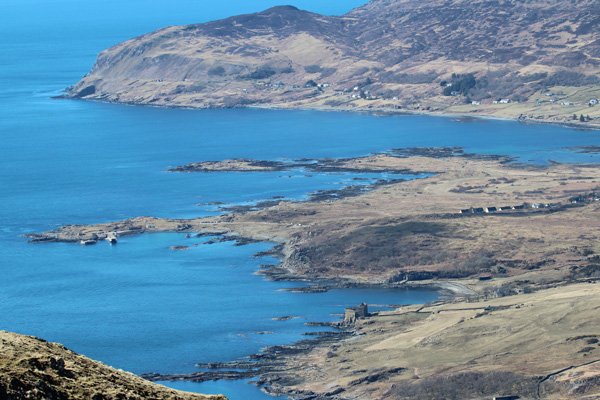 Views down to Mingary Castle and Kilchoan from the top of Ben Hiant