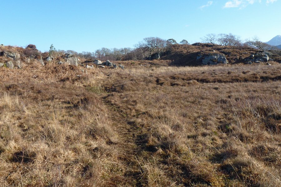 Crossing the boggy area at the far side of  Druimindarrach Bay