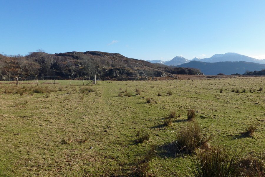 Crosssing the grassland behind Borrodale Beach