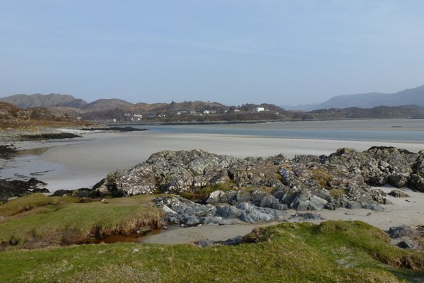 Silvery sands with Morar in the distance