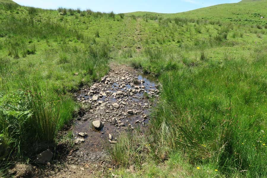 Crossing a small stream on the way down to Loch Sunart