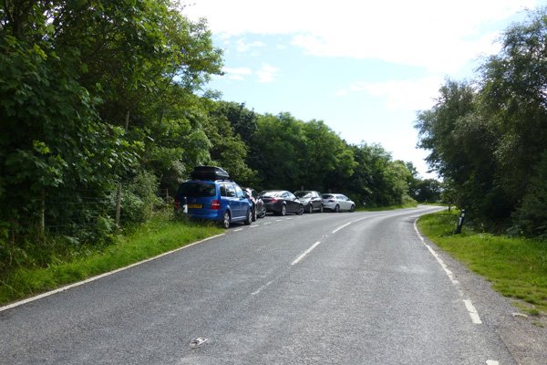 The coastal path joins the B8008 where there is alternative parking