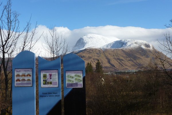 Information boards beside the canal on route