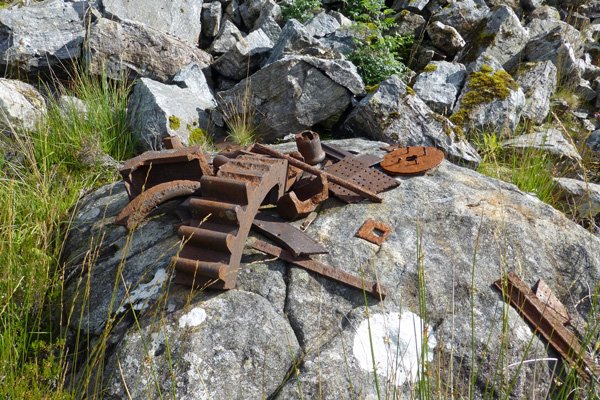 Old cogs and wheels at the Corrantee lead mines
