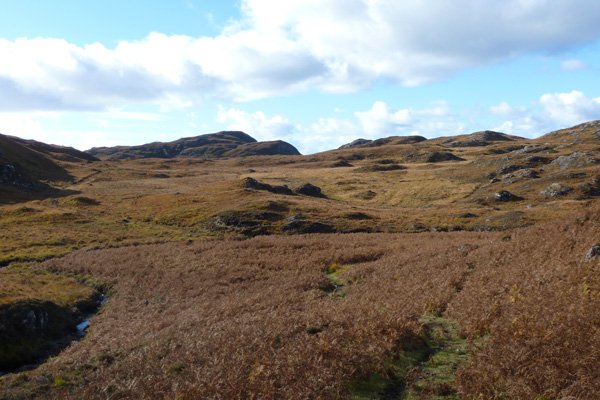 Looking down to where the path meets up with the Glendrian and Port Eigin-aig paths