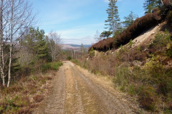 The track back down to the River Garry with lovely views