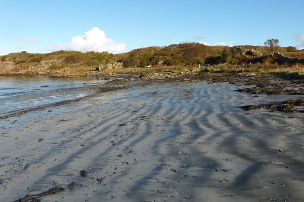 Shadows in the sand on Kilmory beach 