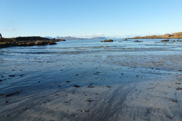 Kilmory beach affording good views of the Small Isles