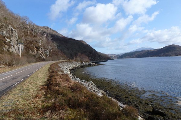 The A861 by Loch Moidart, a good place to look out for otters