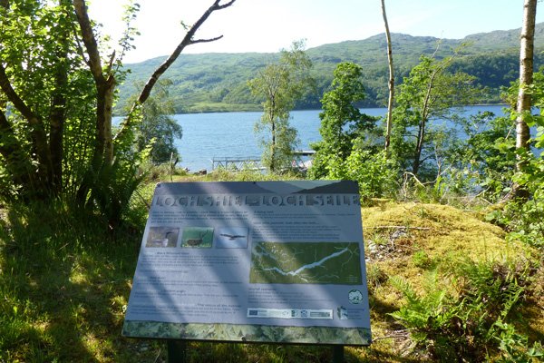The interpretation board by Polloch Pier