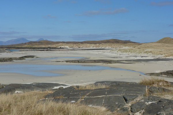 Machair and sand dunes behing Sanna Bay