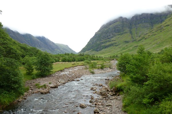 The River Coe cutting through Glen Coe