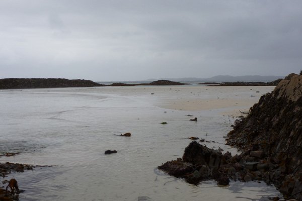 The silvery beach at low tide