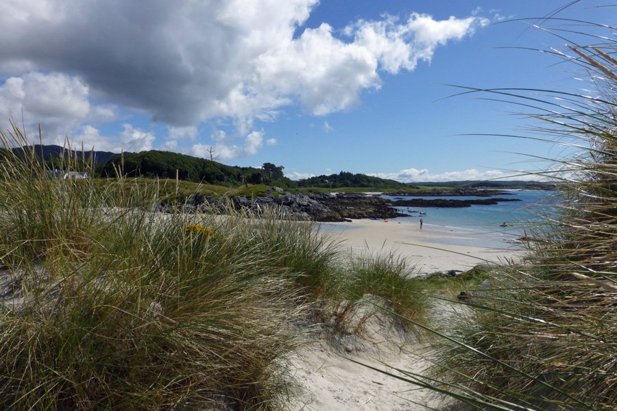 Through the dunes to the beach at Camusdarach