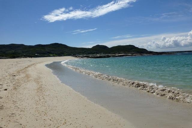 The blue seas and silver sands of Sanna Bay