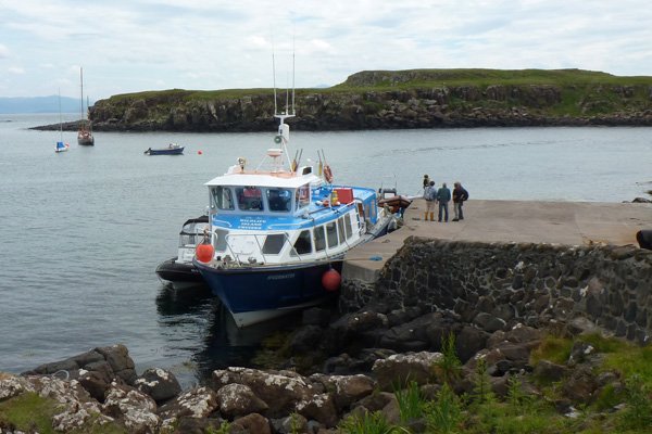 The MV Sheerwater docked at Eigg
