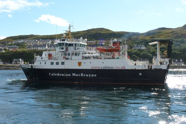 The Calmac ferry leaving Mallaig on the way to Rum