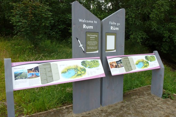 Welcome to Rum - interpretation board detailing walks